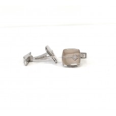 Μανικετόκουμπα Ασημένια Τετράγωνα Γυαλιστερά με ζιργκόν CUF32